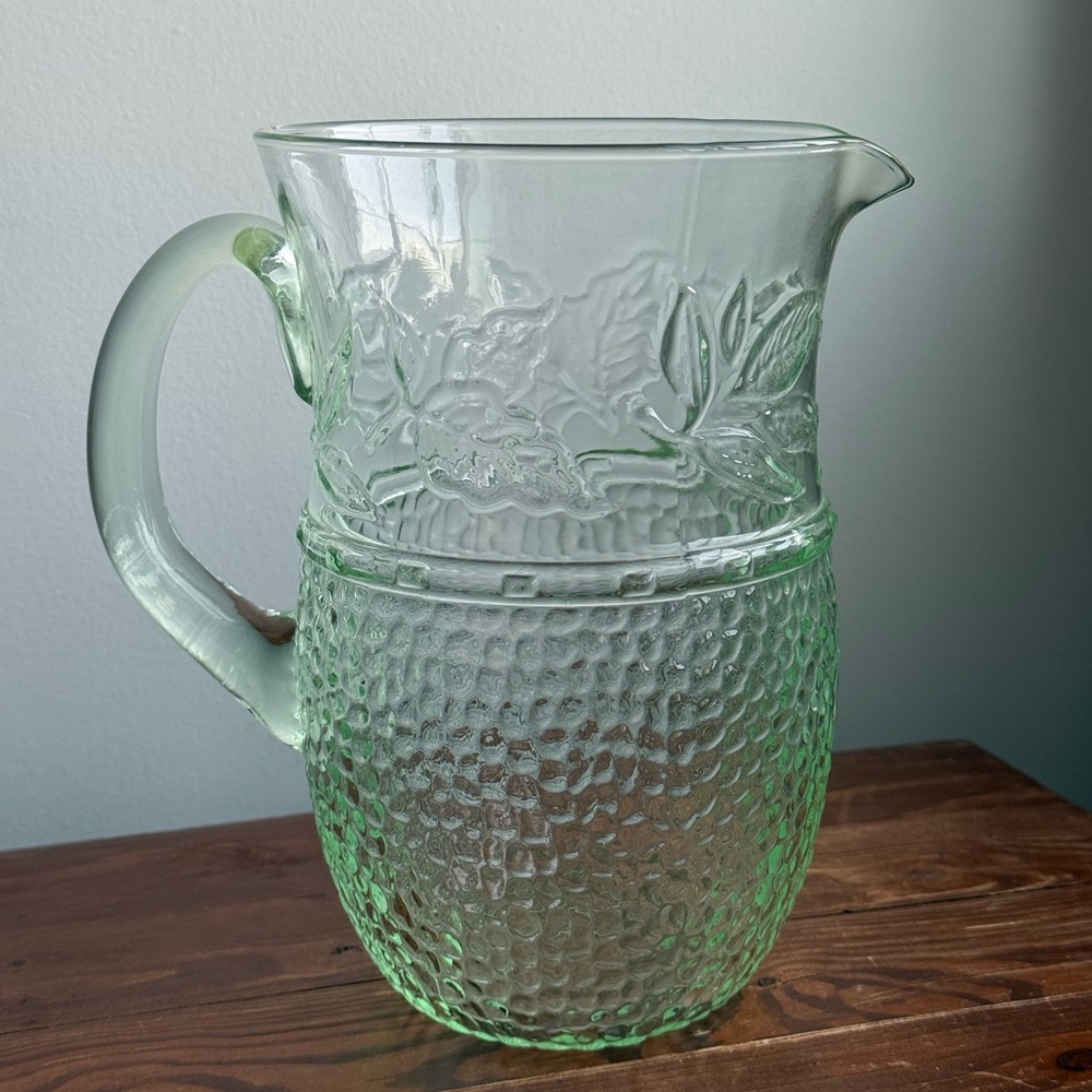 Vintage Green Depression Glass Tiara Indiana Glass Water Pitcher